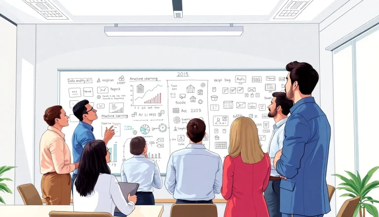 Showcasing an AI consulting company in UK collaborating effectively in a modern office setting.