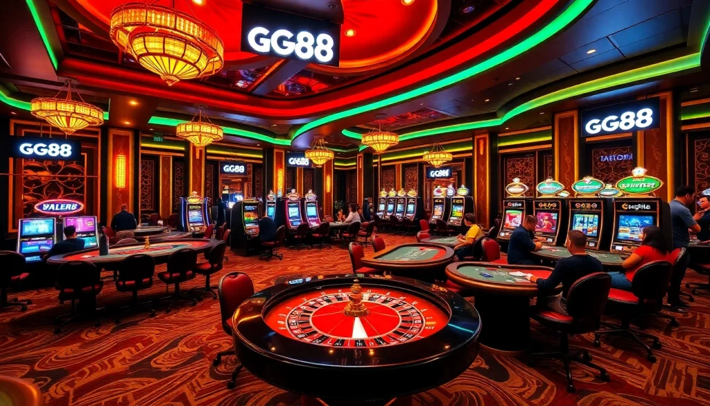 Experience the excitement at GG88 with vibrant casino games and luxurious decor.