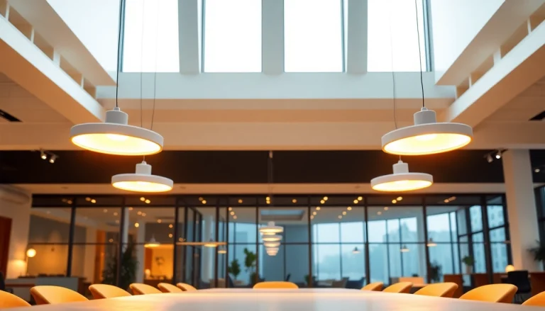 Showcasing innovative lighting solutions in a modern workspace environment