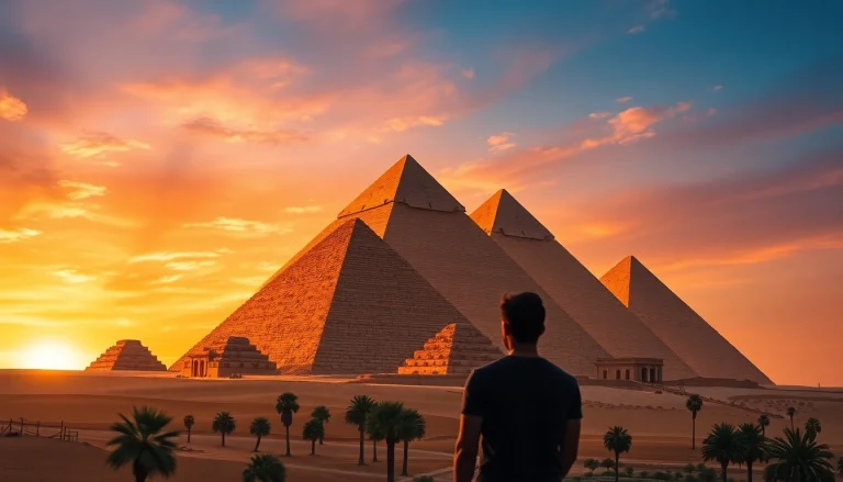 Explore the majestic pyramids highlighting their grandeur and historical significance.