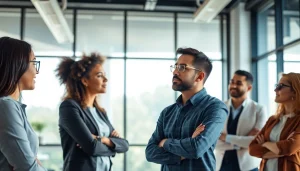 Business leader showcasing founder leadership insights during a collaborative team meeting.