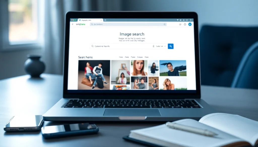Image search onlyfans interface on a laptop, showcasing a user-friendly design for discovering OnlyFans creators.