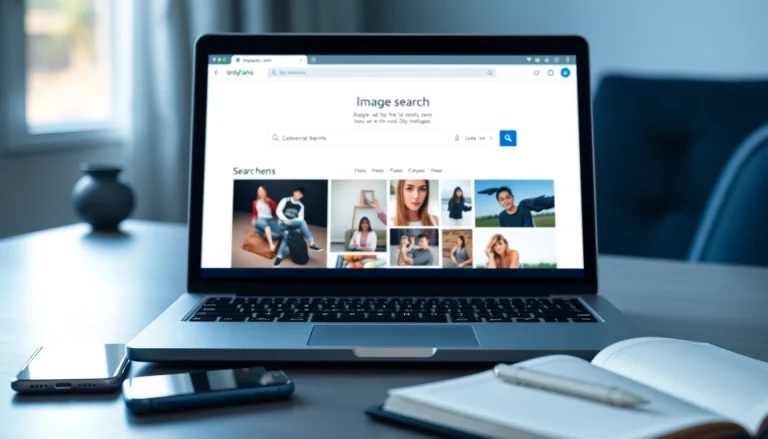 Image search onlyfans interface on a laptop, showcasing a user-friendly design for discovering OnlyFans creators.