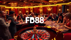 Players winning at FB88 casino, enjoying thrilling games like poker and roulette.