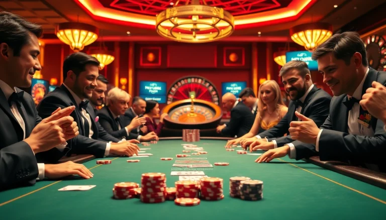 Experience high-stakes thrills at a vibrant casino table on https://ok88.tech/ with intense players and luxurious surroundings.
