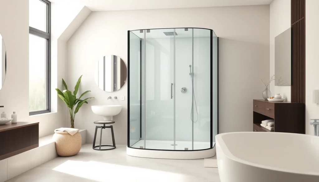 Admire the sophisticated design of sirhona cabine de douche in a modern bathroom setting.