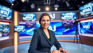 WTAJ news anchor delivering live updates in a vibrant studio setting.