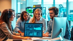 IT support service professionals collaborating on technology solutions in a modern office.