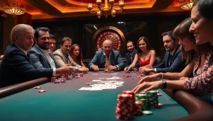 Hòa mình vào cảm giác hứng khởi của trò chơi tại https://luck8.net với hình ảnh casino sống động về poker và roulette.