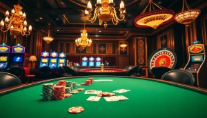 SODO casino scene featuring an exciting poker table with chips and cards for high-stakes play.
