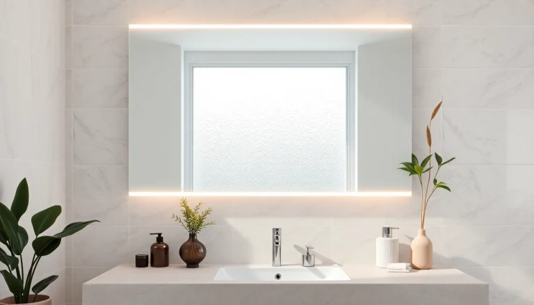 Reflecting the elegance of a stylish bathroom, this elegant bathroom mirror enhances a serene environment.