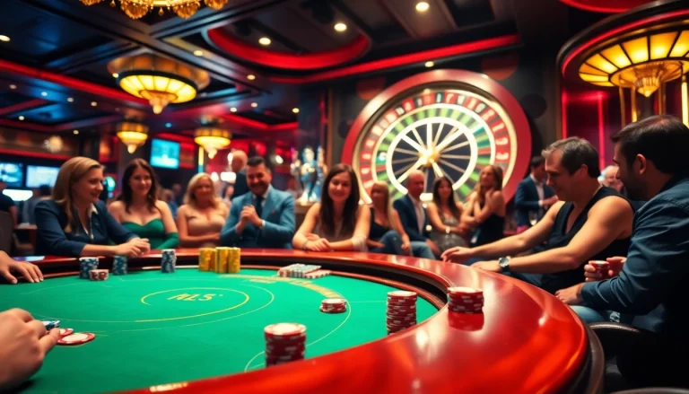 The hidden wiki current status depicted through an exciting casino scene with players at a poker table, chips stacked, and a spinning roulette wheel.