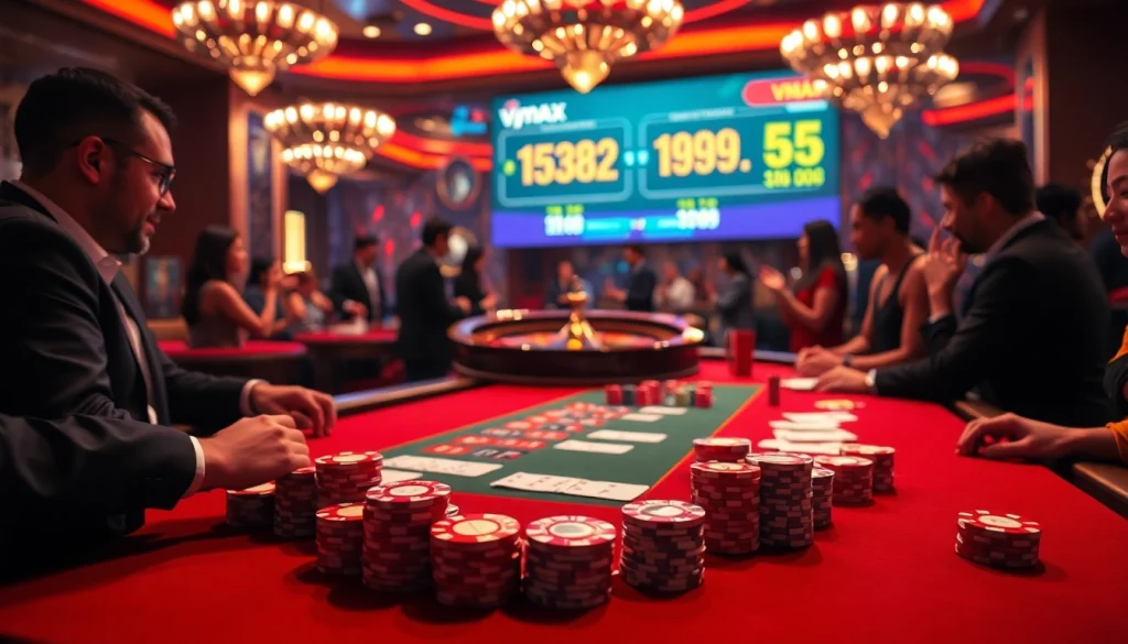 Experience thrilling game vmax action at a luxurious casino table filled with excitement.