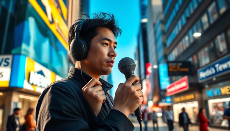 Covering breaking news with a journalist in a bustling city setting related to Usa Today.