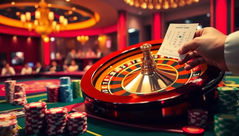 Experience the thrill of gambling at indoxxi with a luxurious casino table, colorful chips, and an exciting roulette wheel.