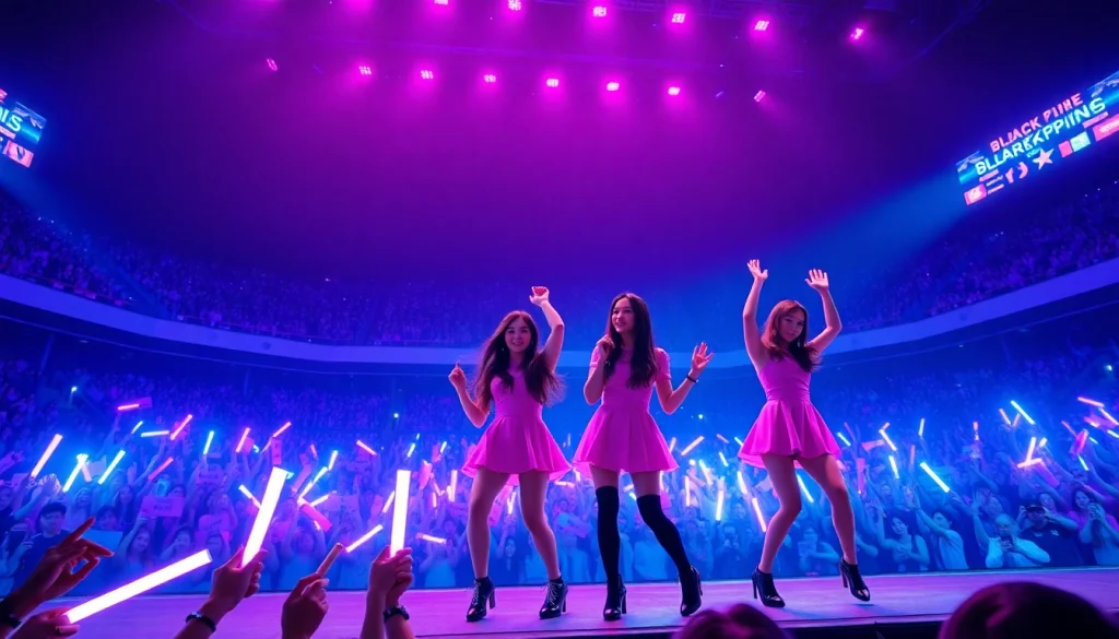Catch the latest Blackpink news with the iconic K-pop group performing live on stage.