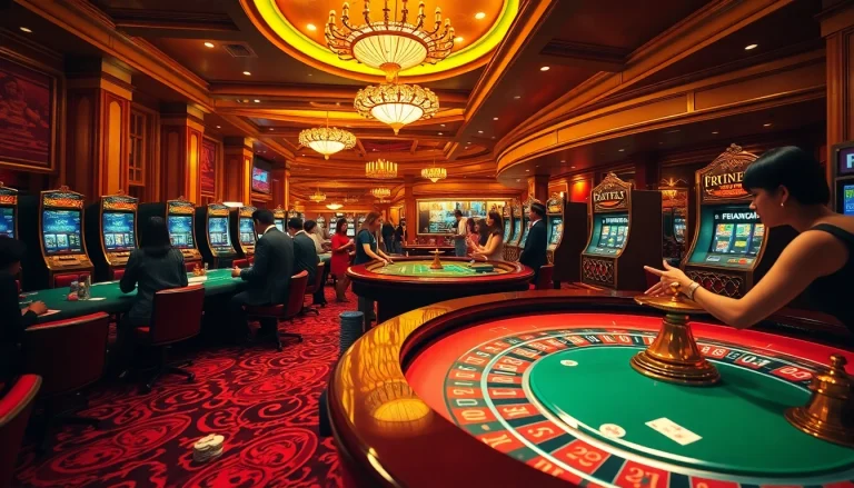 Exciting gambling scene highlighting trang chủ thabet with vibrant casino tables and players.
