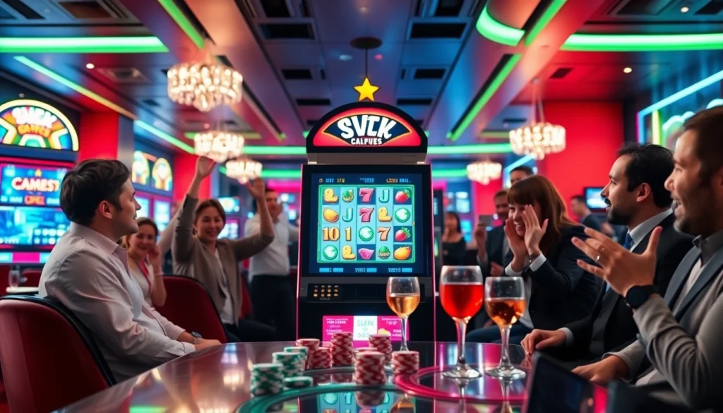 Bermain bola slot21 di mesin slot modern yang cerah dan penuh warna.