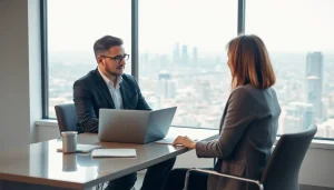 business coach Los Angeles guiding a client in a modern office setting