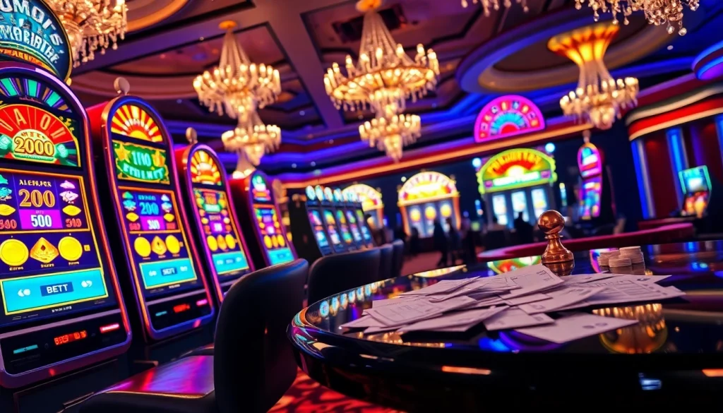 Rasakan sensasi kegembiraan di mesin slot taruhan 200 dalam suasana kasino yang hidup.