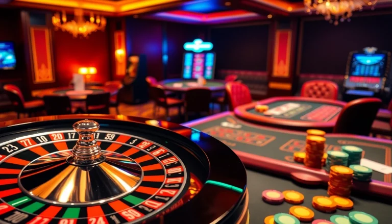 Experience thrilling online gaming at https://sa88.it.com/ with a luxurious casino scene of roulette and poker.