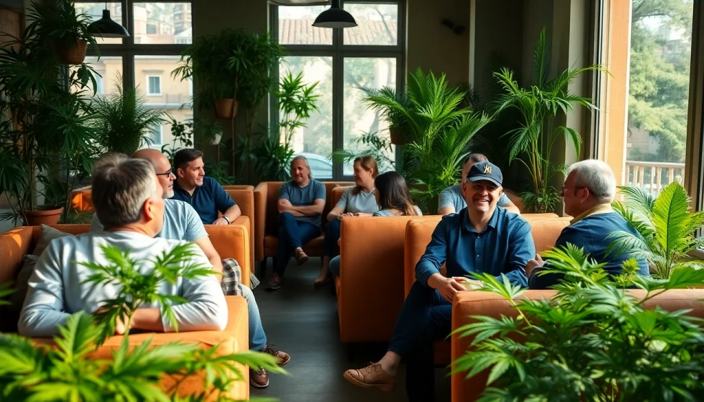 Découvrez le Club Cannabis Madrid avec ses membres profitant d'une ambiance accueillante.