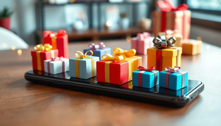 기프티콘 다양한 종류를 생동감 있게 보여주는 선물 아이콘의 모습