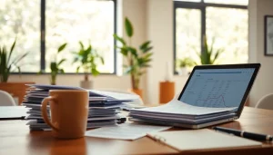 Prepare tax season documents efficiently in a vibrant office setting.