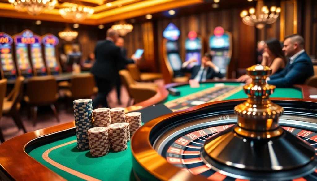 Join the excitement of vb9 gaming with vibrant casino tables and roulette wheels.