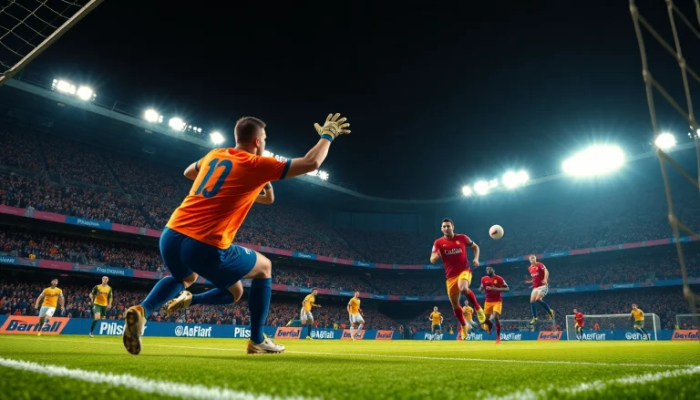 ฟุตบอลคืนนี้ การแข่งขันฟุตบอลที่เต็มไปด้วยพลังและความตื่นเต้นในสนามกลางคืน