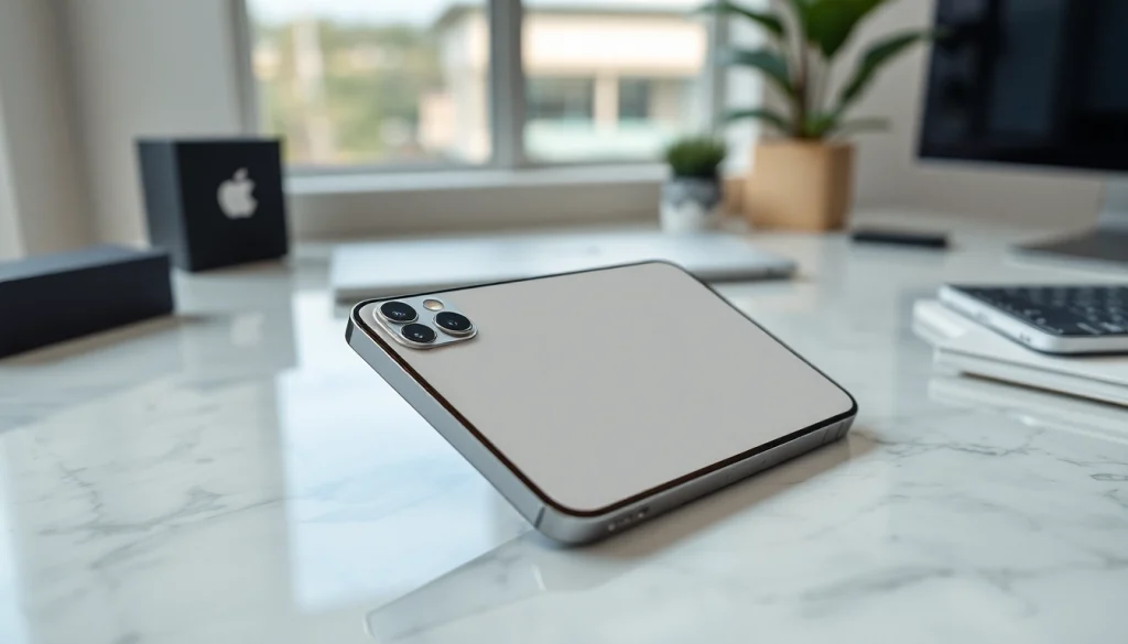 Presentación del iPhone 15 Plus con un diseño elegante en un entorno moderno.