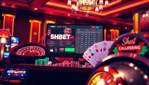 Experience the excitement of SHBET online gaming with vibrant casino elements and sleek interfaces.