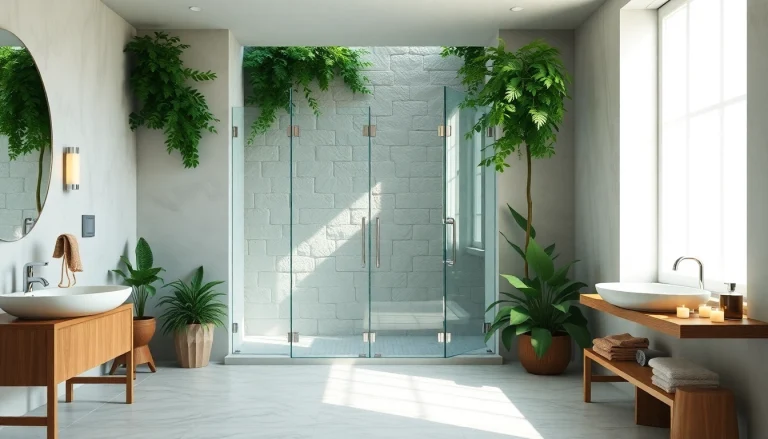 Experience revitalizing moments in a sunny shower with inviting textures and soothing ambiance.