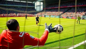 Live action of a soccer match showcasing the excitement of ผลบอลสด with players and fans.