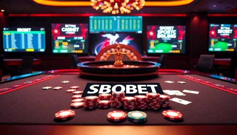 Experience exciting betting action at SBOBET with vibrant casino visuals.