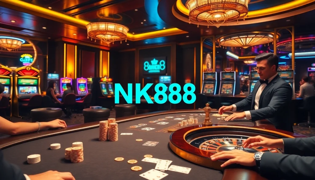 Engaging scene with NK88 cards and chips at a luxury casino table.