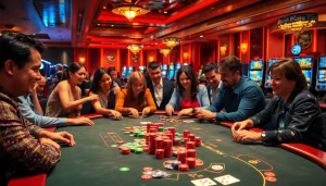 Engaged players enjoying the best csgo gambling sites in a vibrant casino environment.