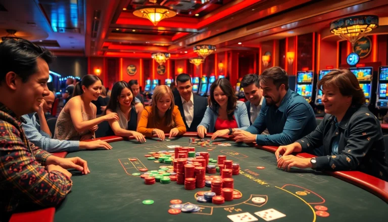 Engaged players enjoying the best csgo gambling sites in a vibrant casino environment.