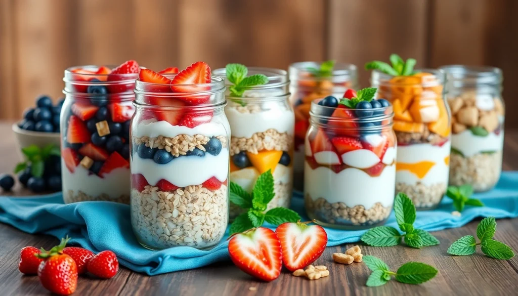 Enjoy vibrant mason jar breakfast ideas at https://masonjarbreakfast.com with fresh ingredients displayed.