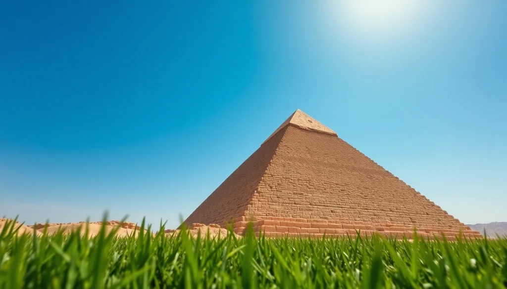 A stunning view of the pyramids showcasing intricate stone details and lush surroundings.