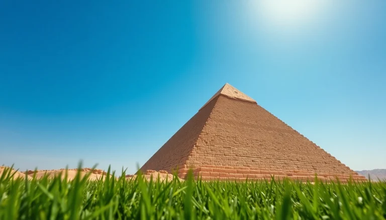 A stunning view of the pyramids showcasing intricate stone details and lush surroundings.
