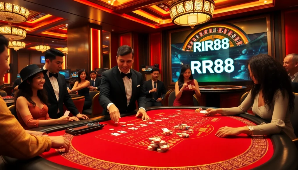 Play at RR88’s elegant casino table with stylish players and luxurious ambiance.