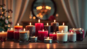 Mirisne svece u raznovrsnim oblicima i bojama, stvarajući topli ambijent.