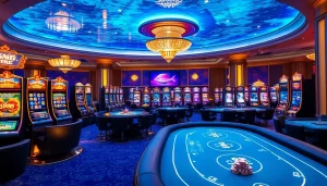 Bắn cá đổi thưởng game scene displaying immersive underwater graphics and luxurious casino elements for an exhilarating experience.