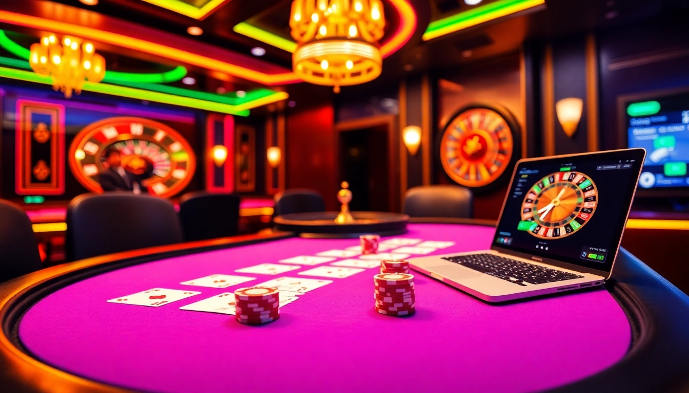 Découvrez l'excitation du casino en ligne avec des tables de poker vibrantes et des roues de roulette.