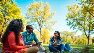 Engaging scene promoting mental health awareness featuring diverse individuals sharing insights.
