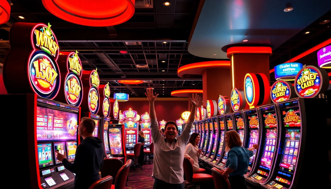 Slot machine excitement with link slot gacor in lively casino atmosphere.