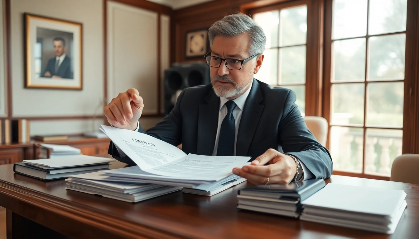Arbeitsvertrag prüfen mit einem Anwalt in einem Büro, das Professionalität ausstrahlt.