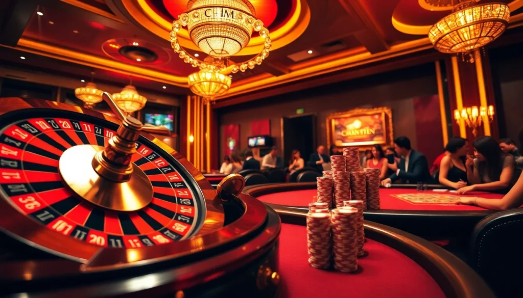 Experience the thrill of winning at trang chủ thabet with vibrant casino visuals of roulette and poker.