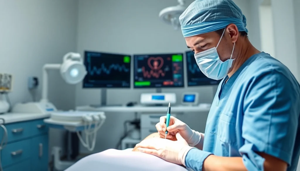 Performing surgical orthodontics Hawthorn with precision in a modern clinic setting.